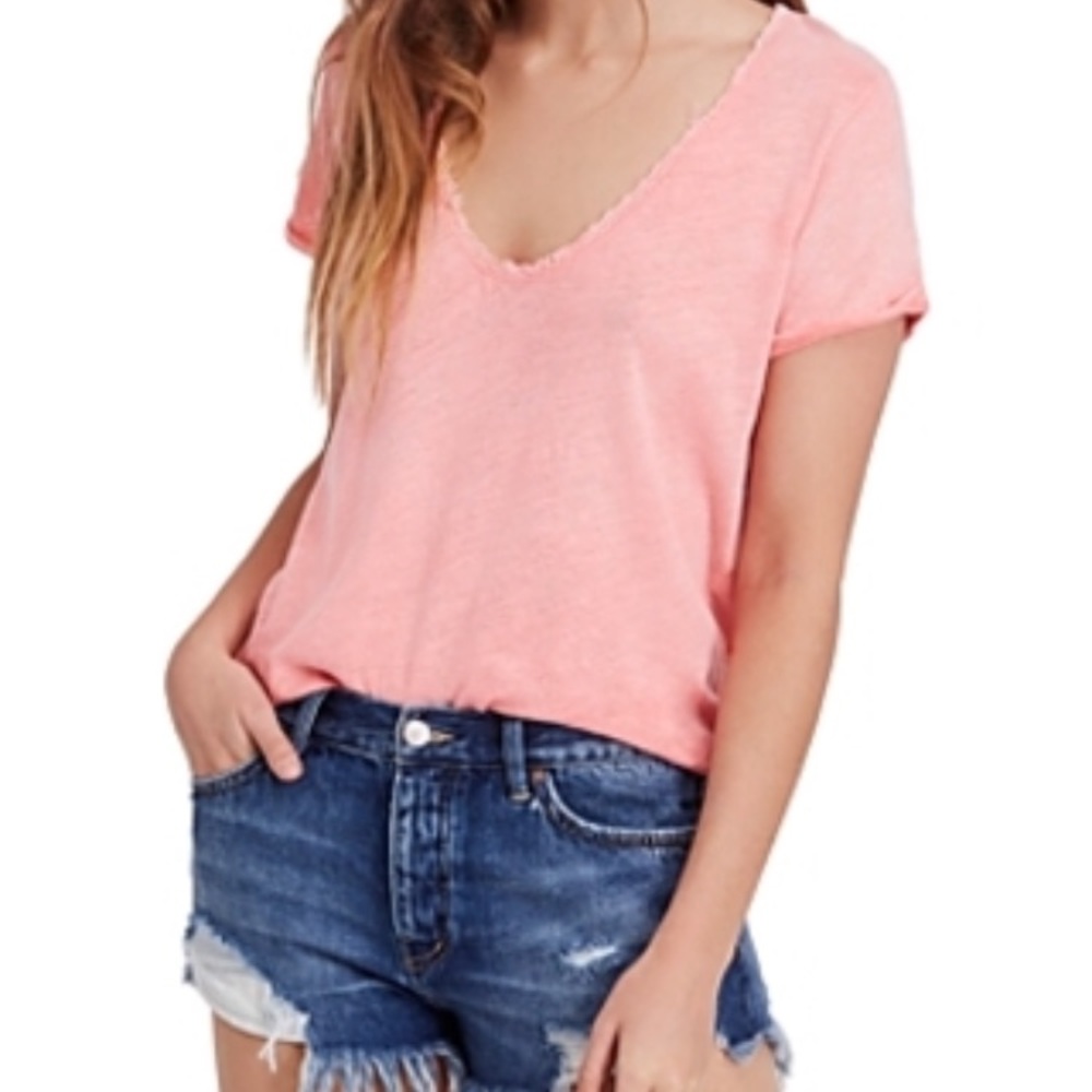 We The Free Pink Scoop Neck Saturday T-Shirt